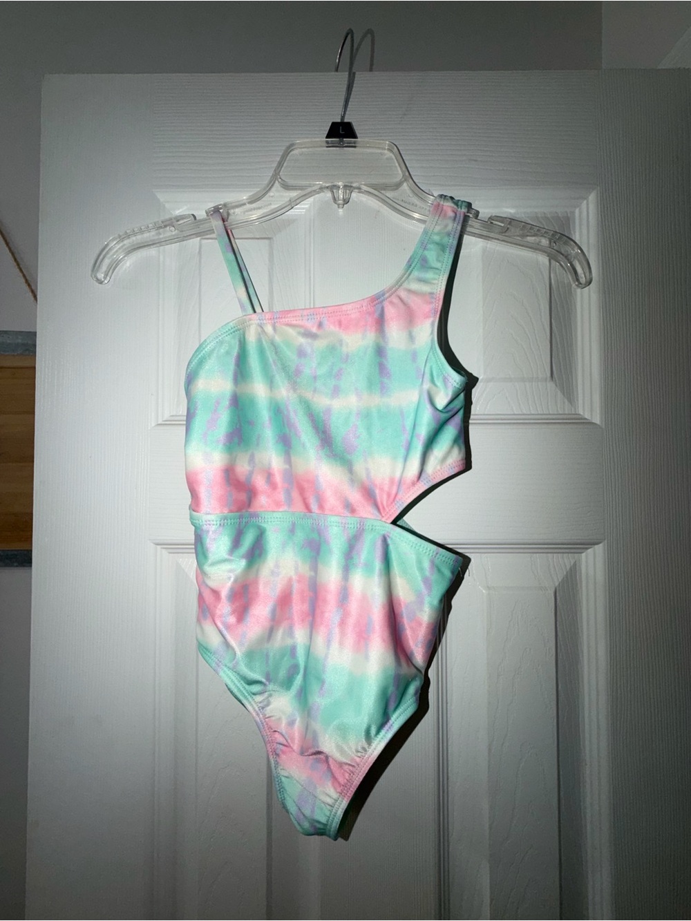 wonder nation Pastel Pink & Mint Tie-Dye One-Piece Swimsuit with Side Cutout